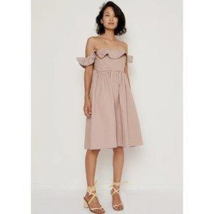 Apiece Apart Novella Maria Off Shoulder Ruffle Denim Dress Size 8